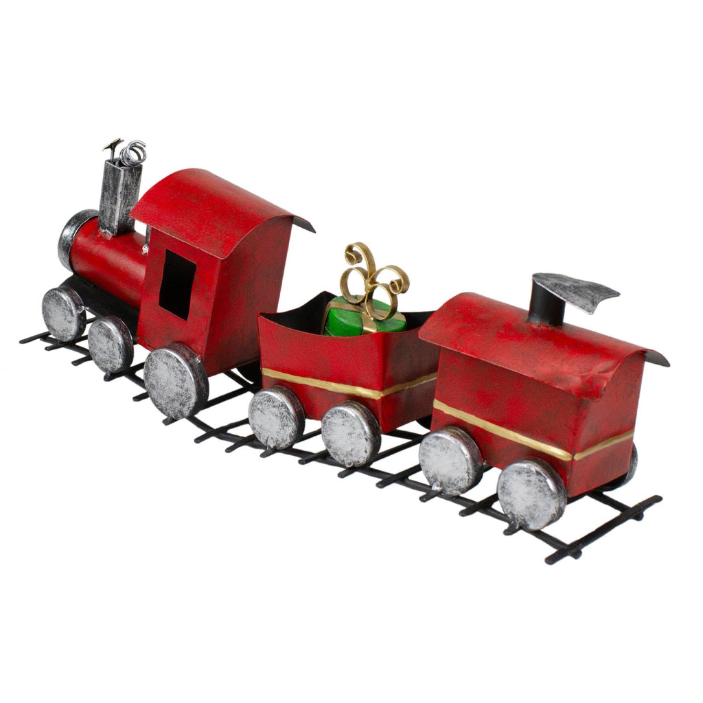 15x22 Three Car Red and Silver Metal Train Christmas Decoration P19200