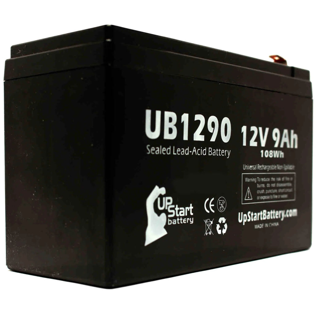 2x Pack 12V 9Ah Sealed Lead Acid Battery with F1 Terminal Adapters J1161
