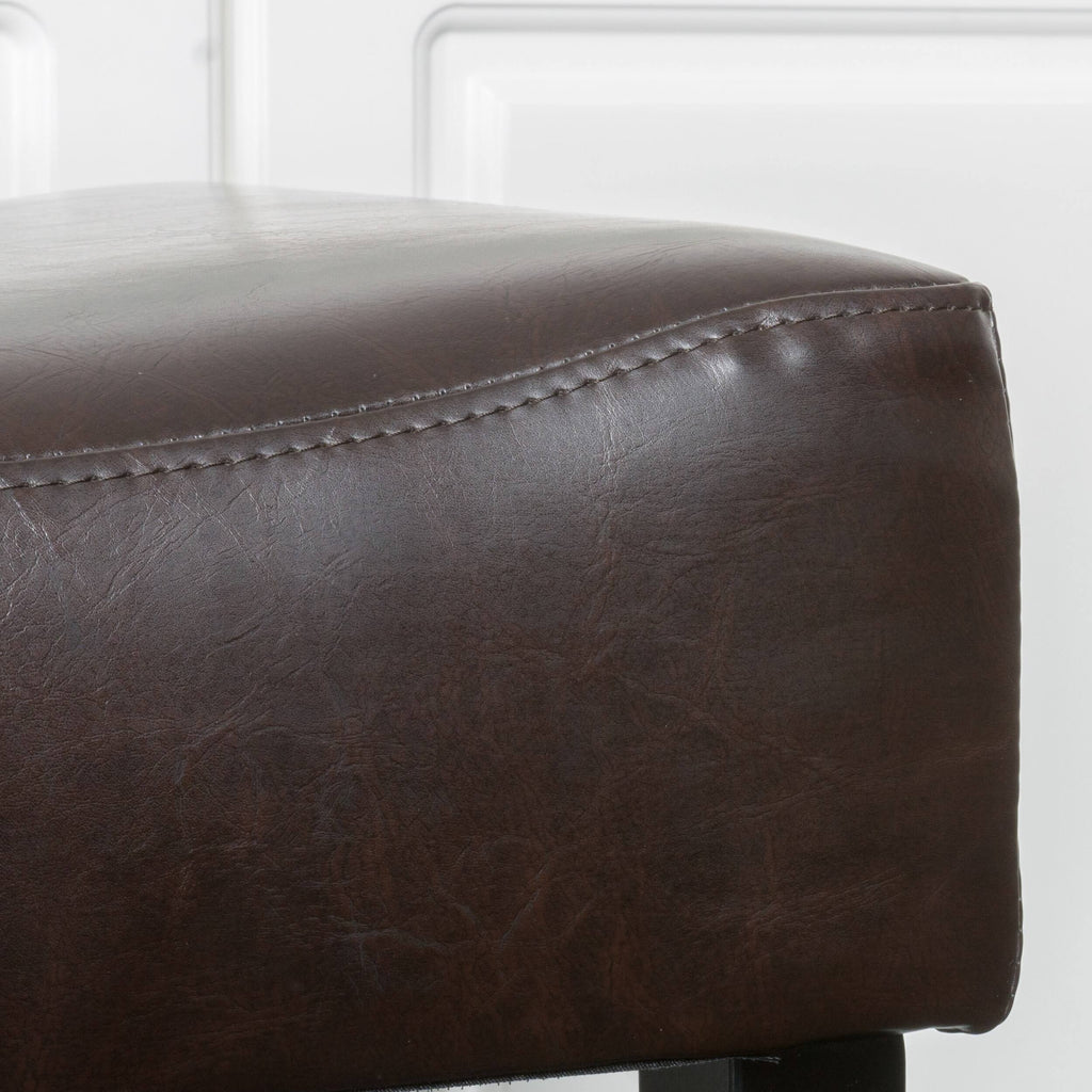 Bonded Leather Backless Counter Stool, Set of 2, Brown Q8211