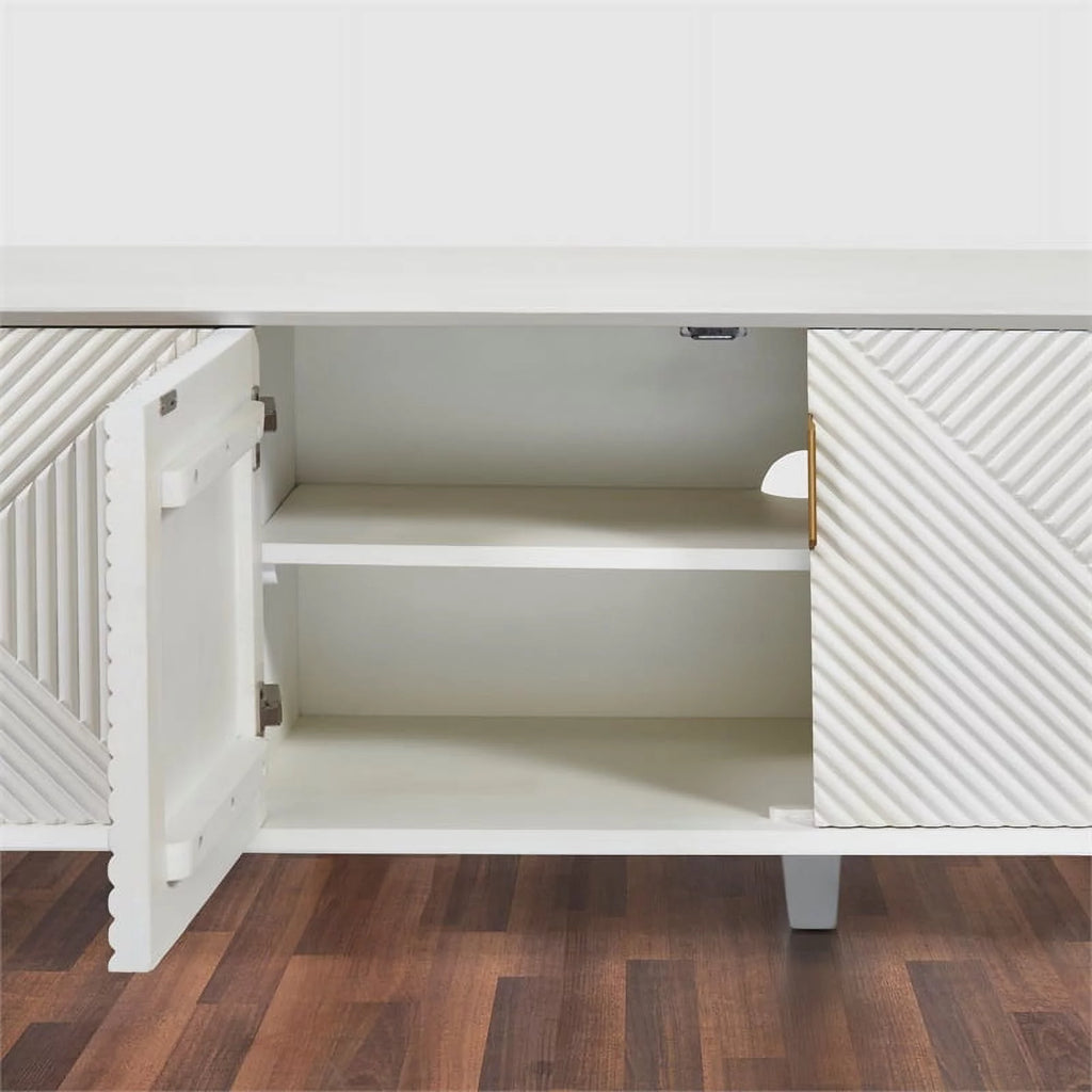 Solid Wood 68" TV Stand for TVs up to 78" White N292462