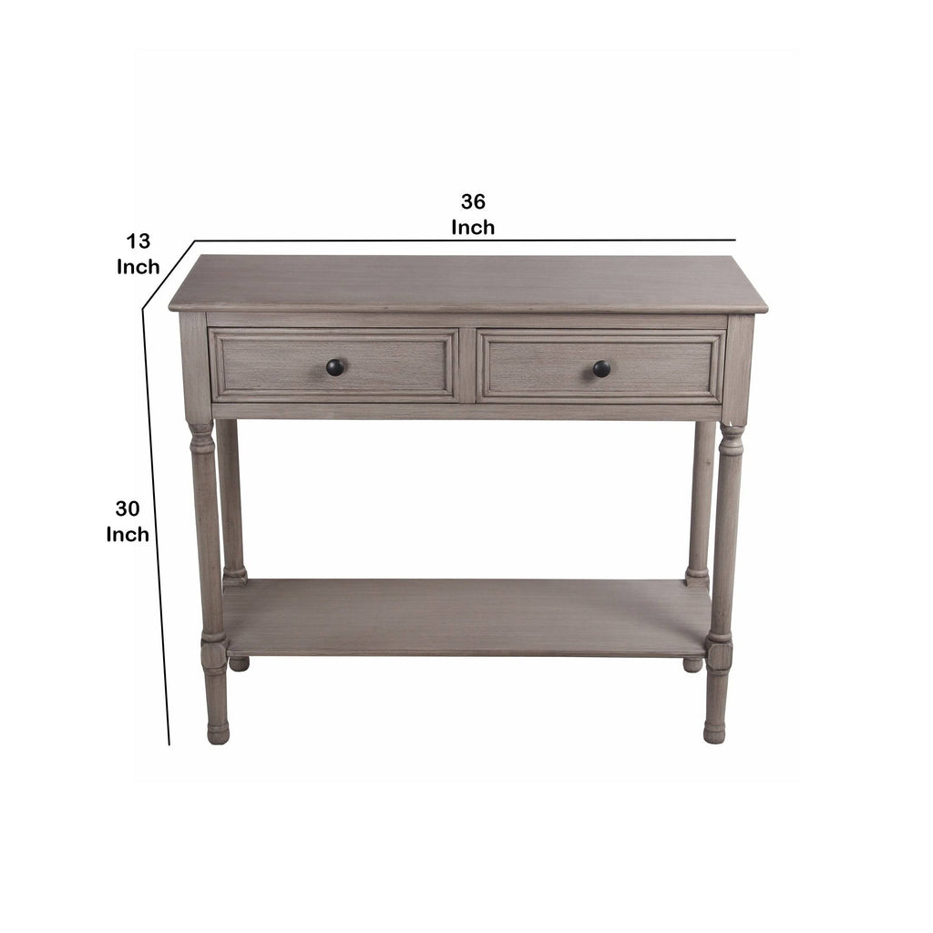 Brown Wooden Console Table with 2 Drawers and Open Shelf F158644