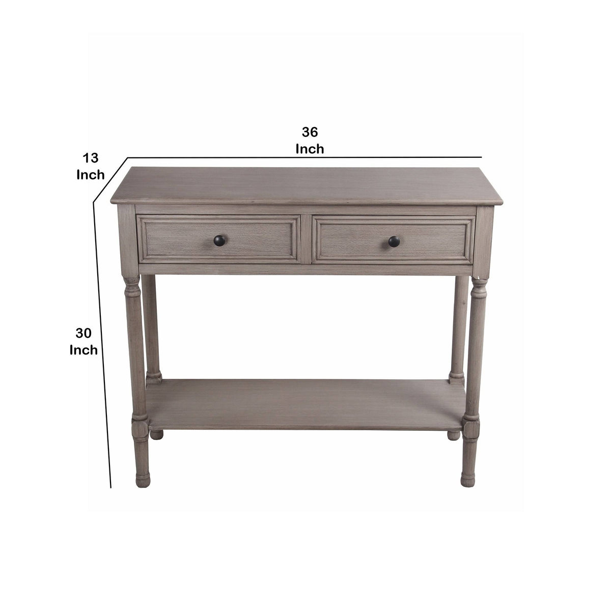 Brown Wooden Console Table with 2 Drawers and Open Shelf F158644