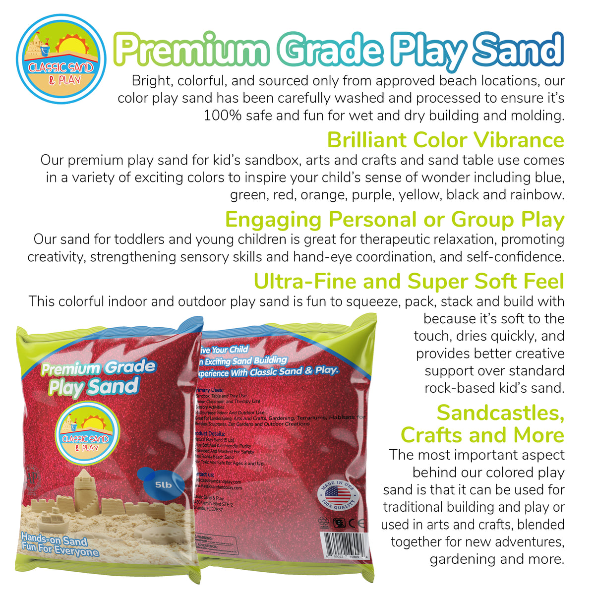 Red Colored Play Sand, 5 lb. Bag D336019