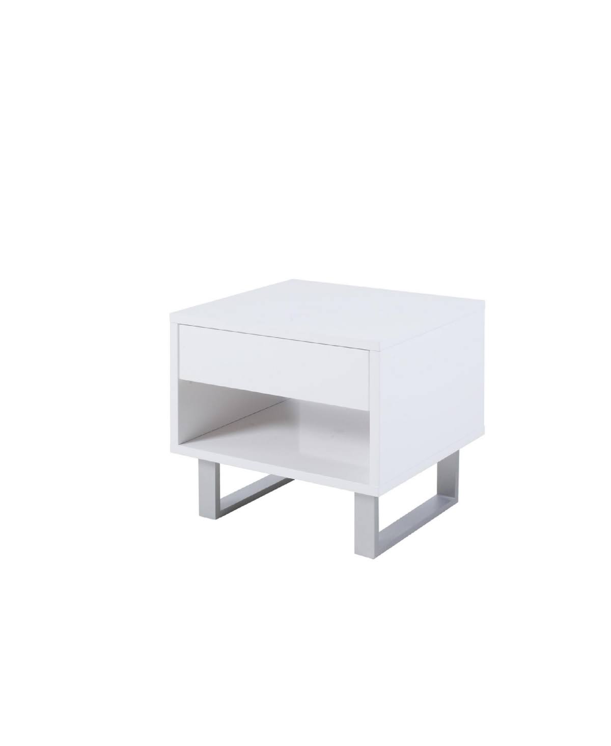 White 1-Drawer Rectangular End Table X1838