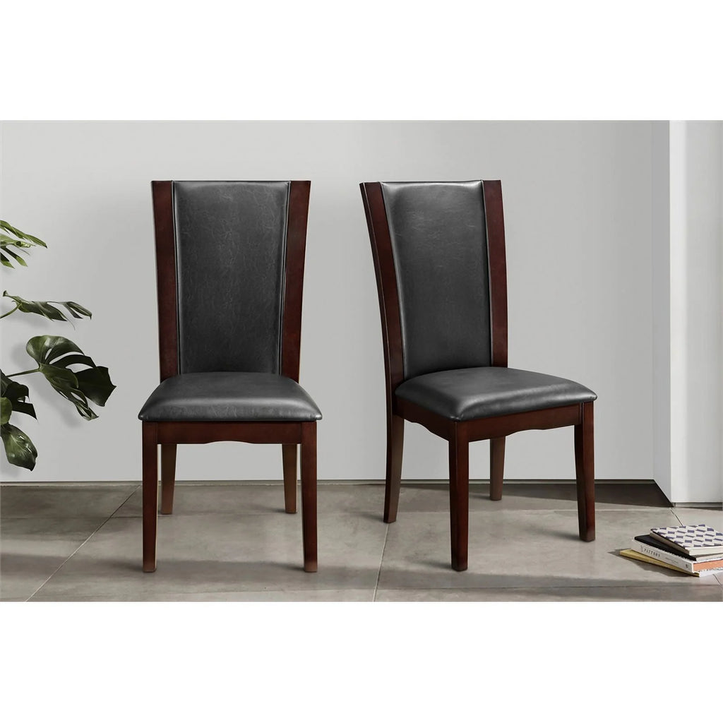 Wood and Faux Leather Dining Side Chair Espresso Set of 2 F2826