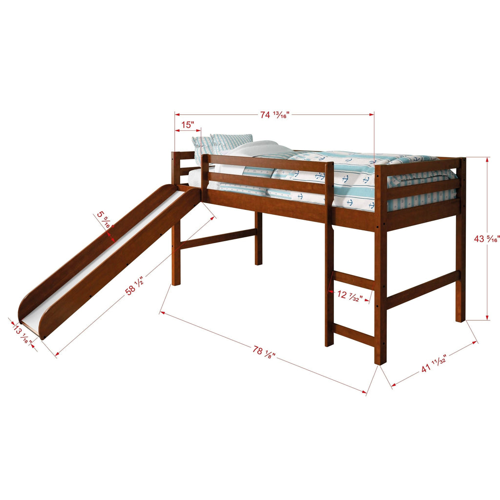 Twin Tent Loft Bed, Espresso/Pink U1087
