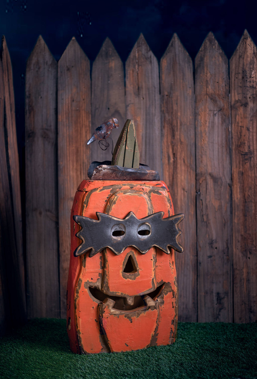Orange Wooden Pumpkin W903379