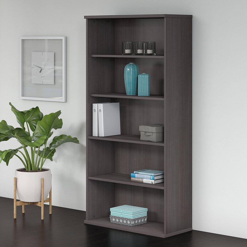 Storm Gray 5 Shelf Wood Composite Bookcase T68538