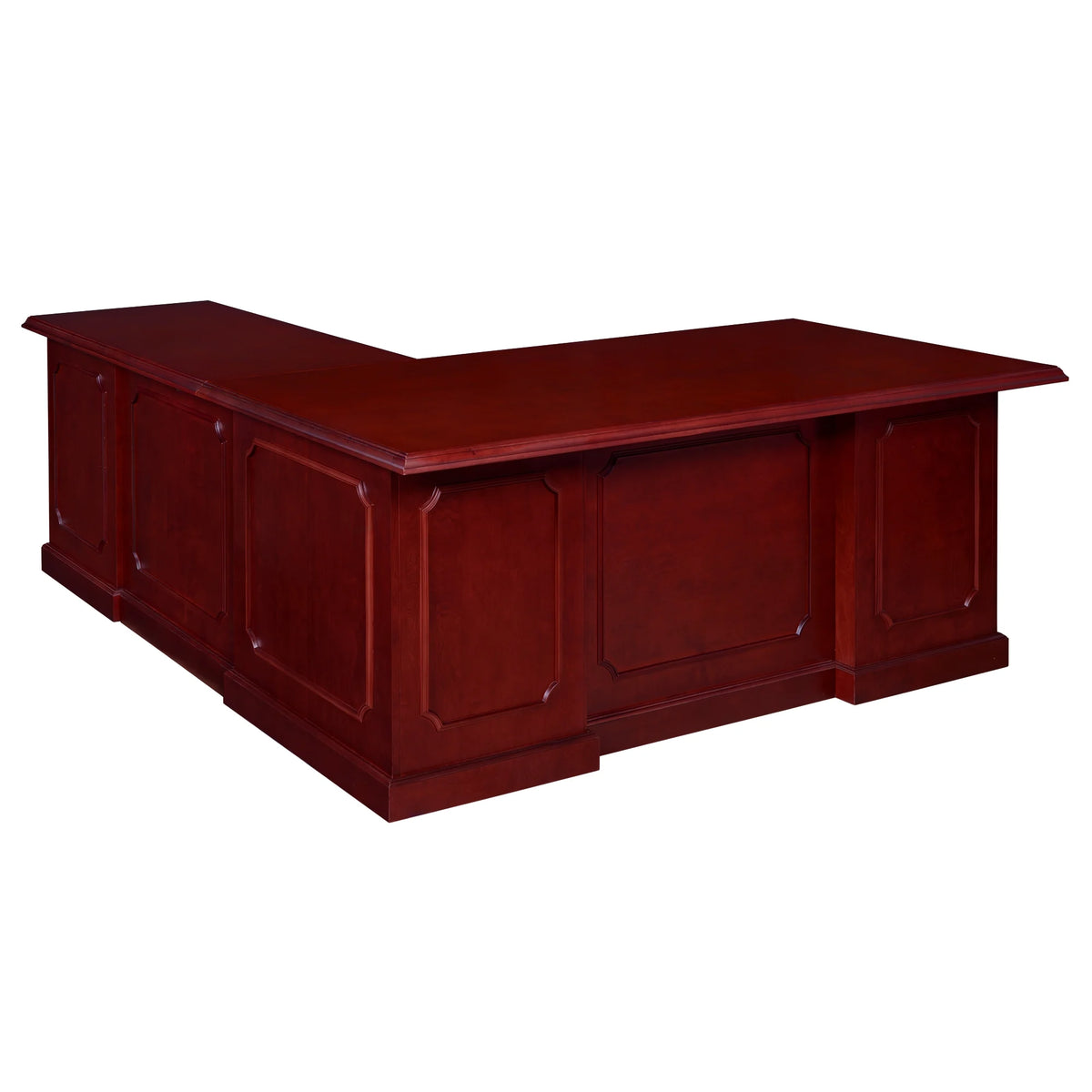 Mahogany L Shape Desk with Double Pedestal Drawer Unit J8833