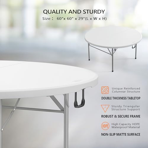 48" Round Bi-Folding Portable Plastic Table M5158