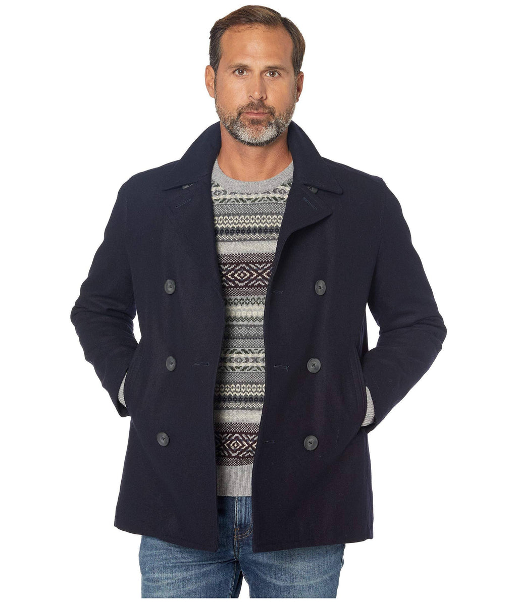 Dark Navy Men's Three-Button Pea Coat B96913