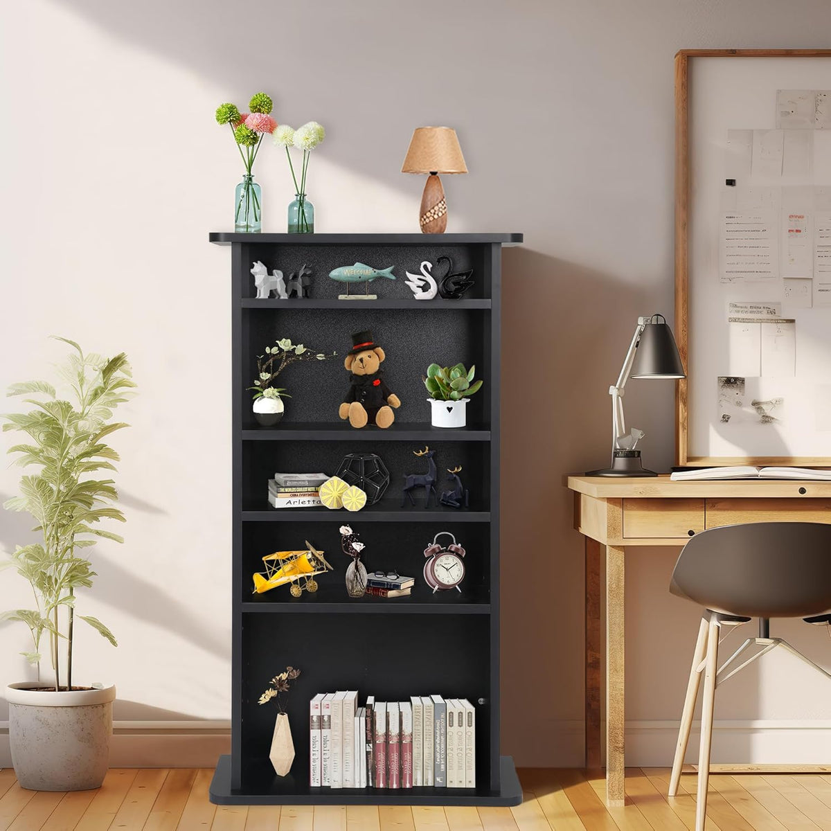 Black 5-Tier Adjustable Media Storage Shelf K306