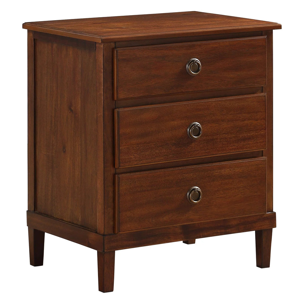 Brown 3-Drawer Wood Nightstand B545