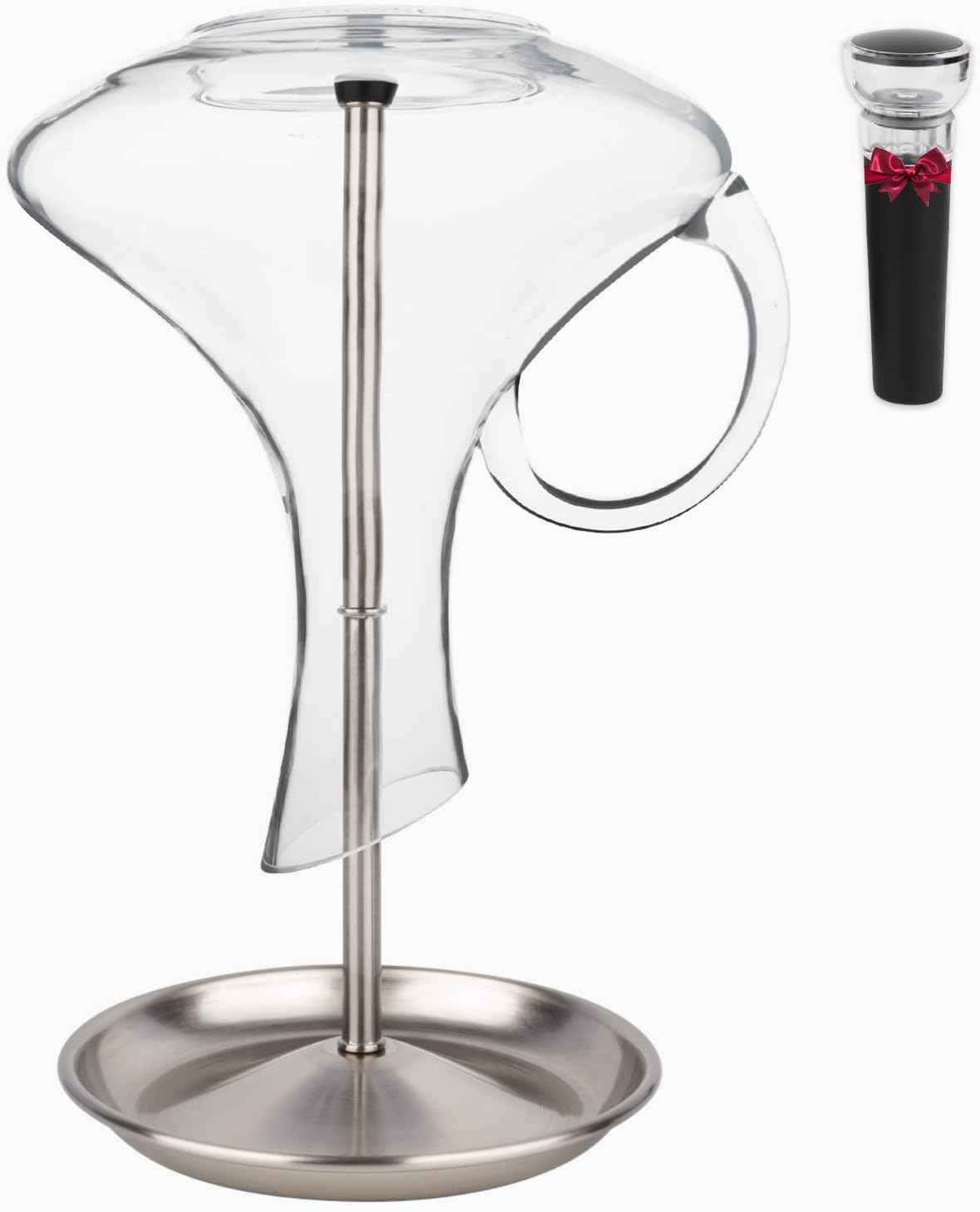 Wine Decanter Drying Stand with Rubber Coated Top, Includes Cleaning Brush and Decanter Cleaning Beads Pack of 2 Y294