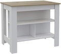 Kitchen Island with White Base and Light Oak Top S3631