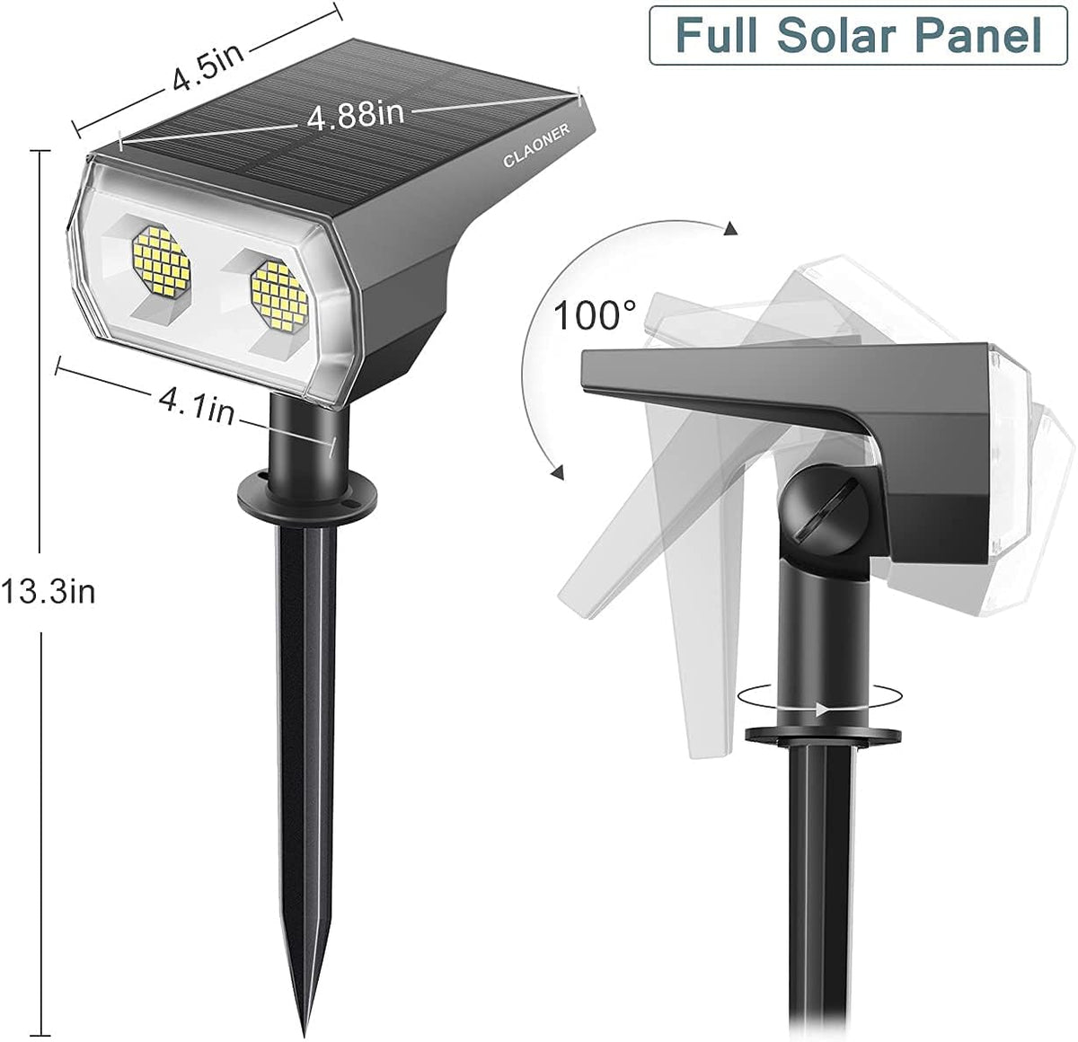 4 Pack Cold White Solar Landscape Spotlights C308