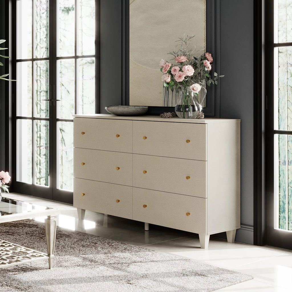 Beige 6 Drawer Wood Dresser K30660