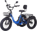 750W 48V13Ah 20"x4.0" Aluminum Folding Fat Tire 3 Wheel Electric Trike F7827