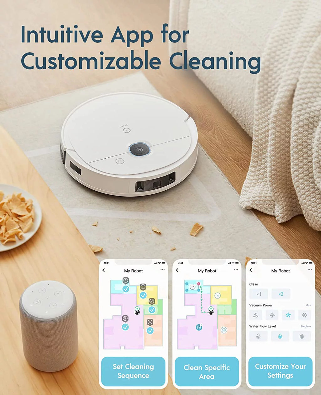Robot Vacuum and Mop Combo with 3000Pa Suction and 240min Runtime V63660