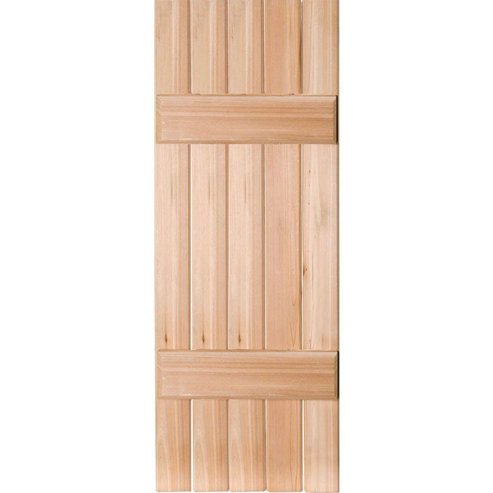 18 in. x 25 in. Real Wood Board and Batten Shutters Pair Unfinished G728