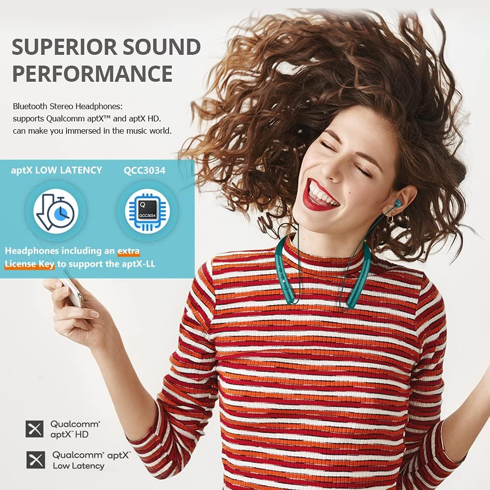 Wireless Bluetooth Headphones Neckbands with Magnetic Earbuds, Green, Pack of 2 G408394
