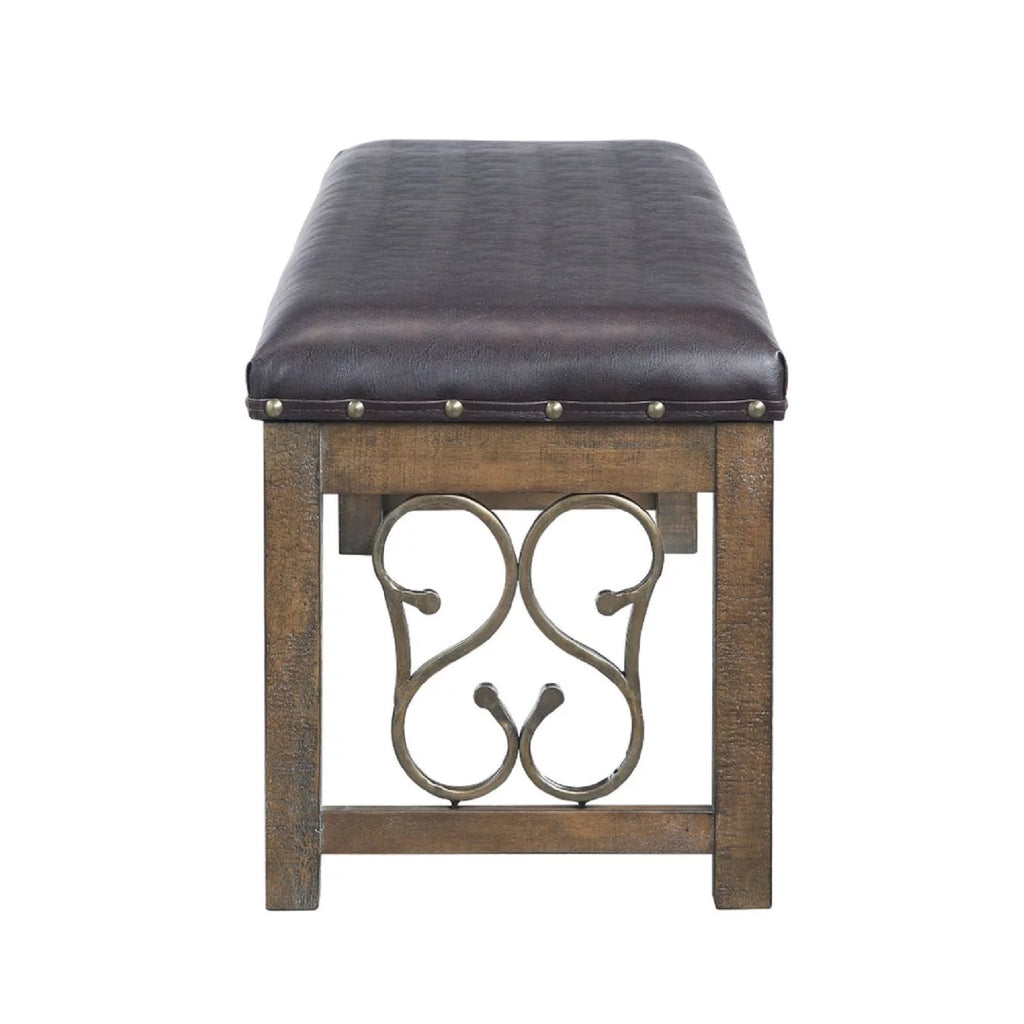 56 Inch Solid Wood Padded Bench E928