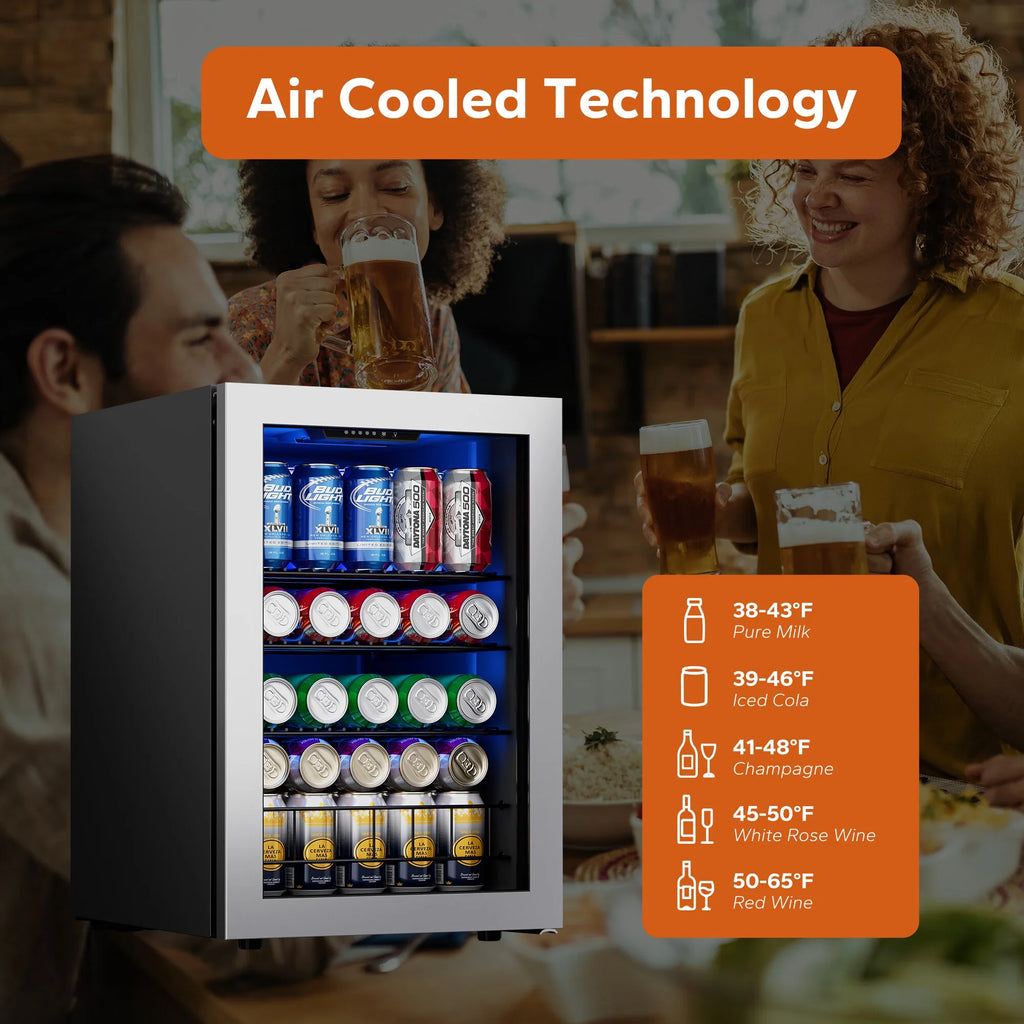 Freestanding Beverage Refrigerator Cooler, 77 Can Glass Door U16051