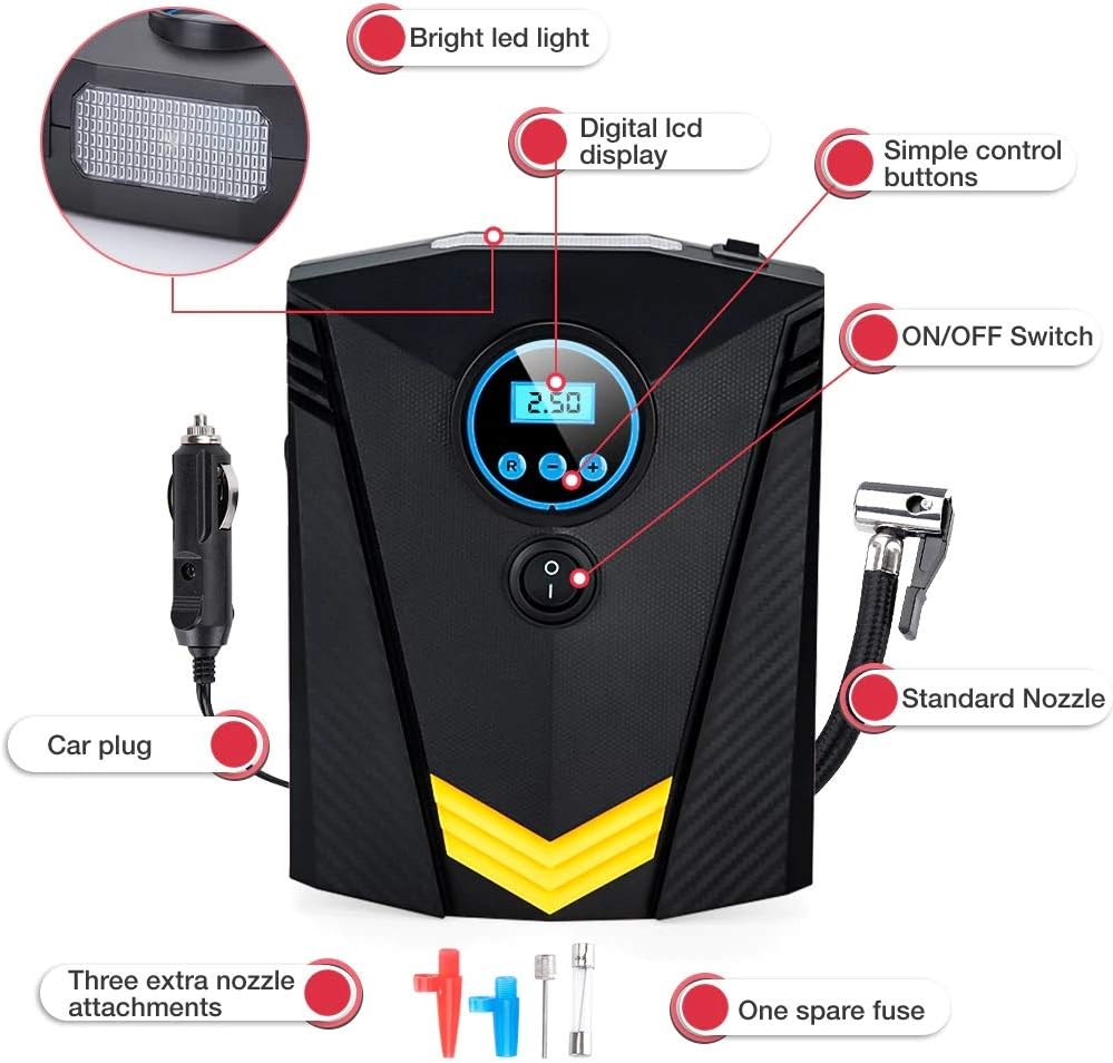 Portable Electric Digital Tire Inflator Air Compressor Pump 12V S914