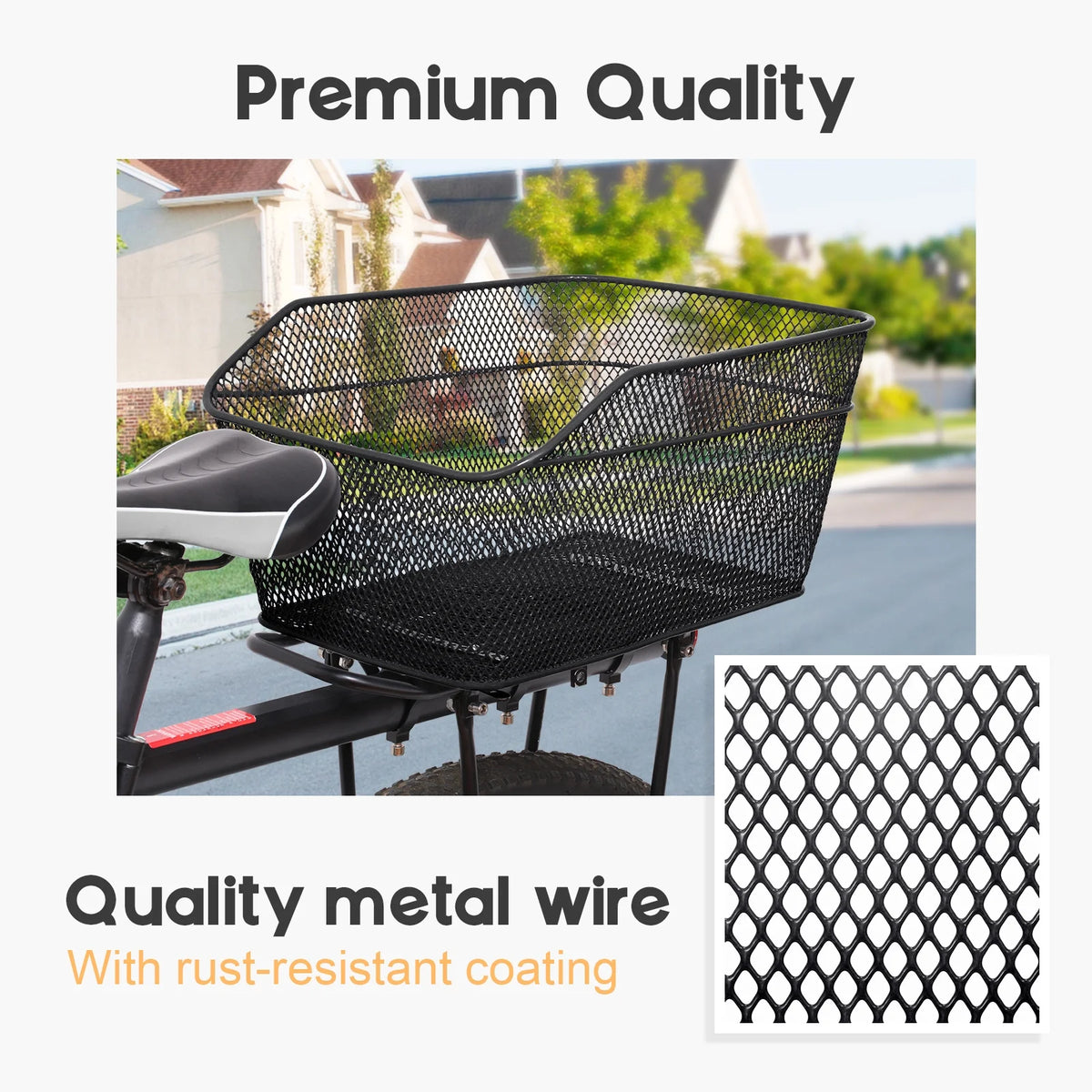 Metal Wire Waterproof Rear Bike Basket 20 L B272