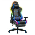 Blue RGB LED Lights Massage Racing Gaming Chair T7131