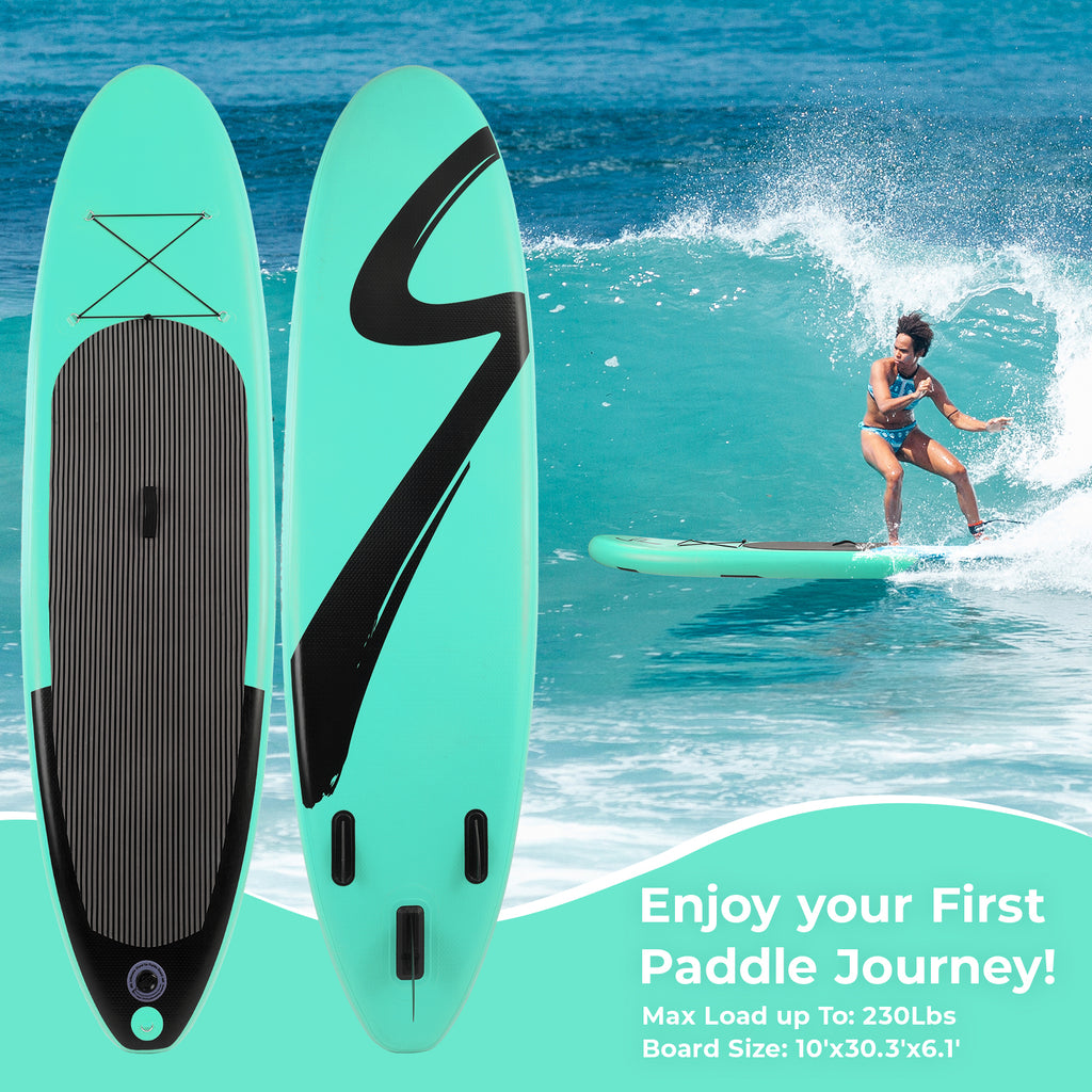 10ft Inflatable SUP Stand up Paddle Board with Backpack, Paddle, Leash T577