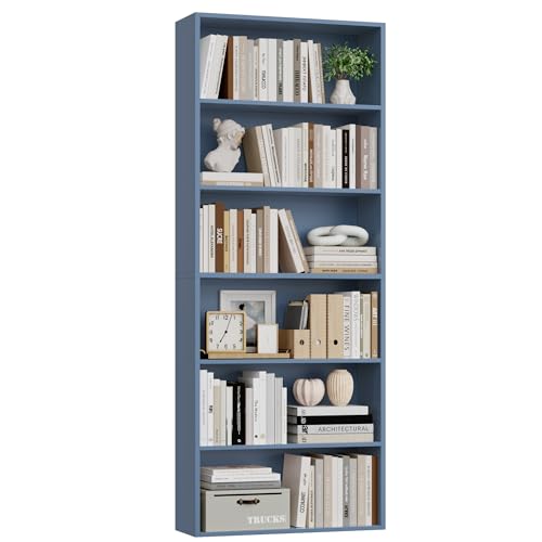 6-Tier Dark Gray Freestanding Bookcase and Bookshelf C453