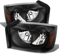 Black 2005-2007 Dodge Dakota Headlights Headlamps Pair P39321