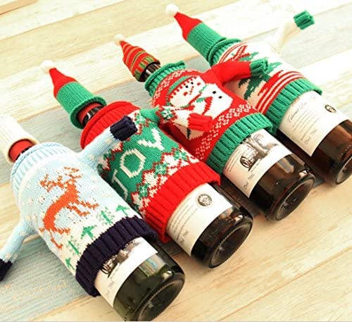 4 Pack Christmas Wine Bottle Covers and Hats Kit N71341