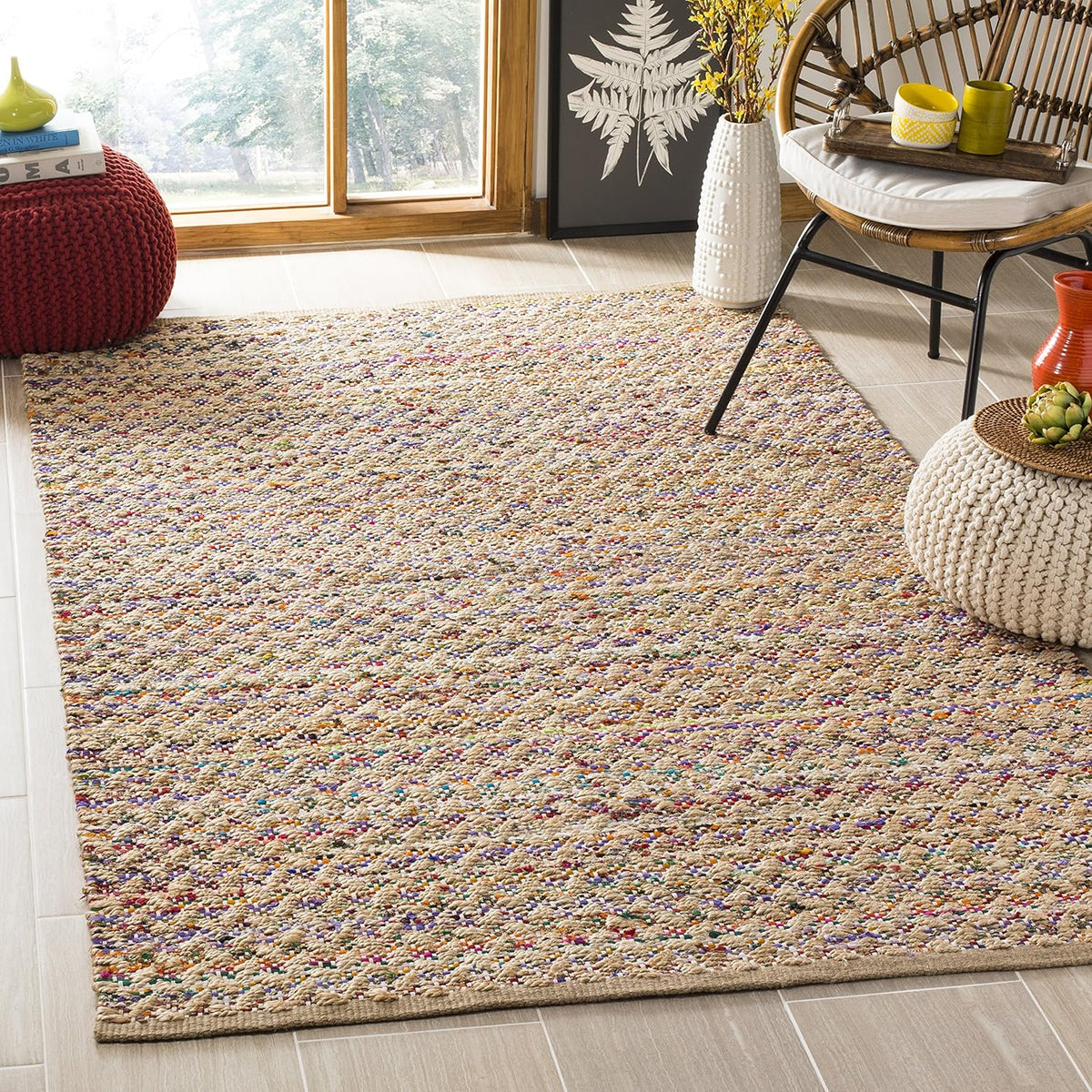 Handmade Braided Jute Runner 2'3 x 8' Blue Natural E760236