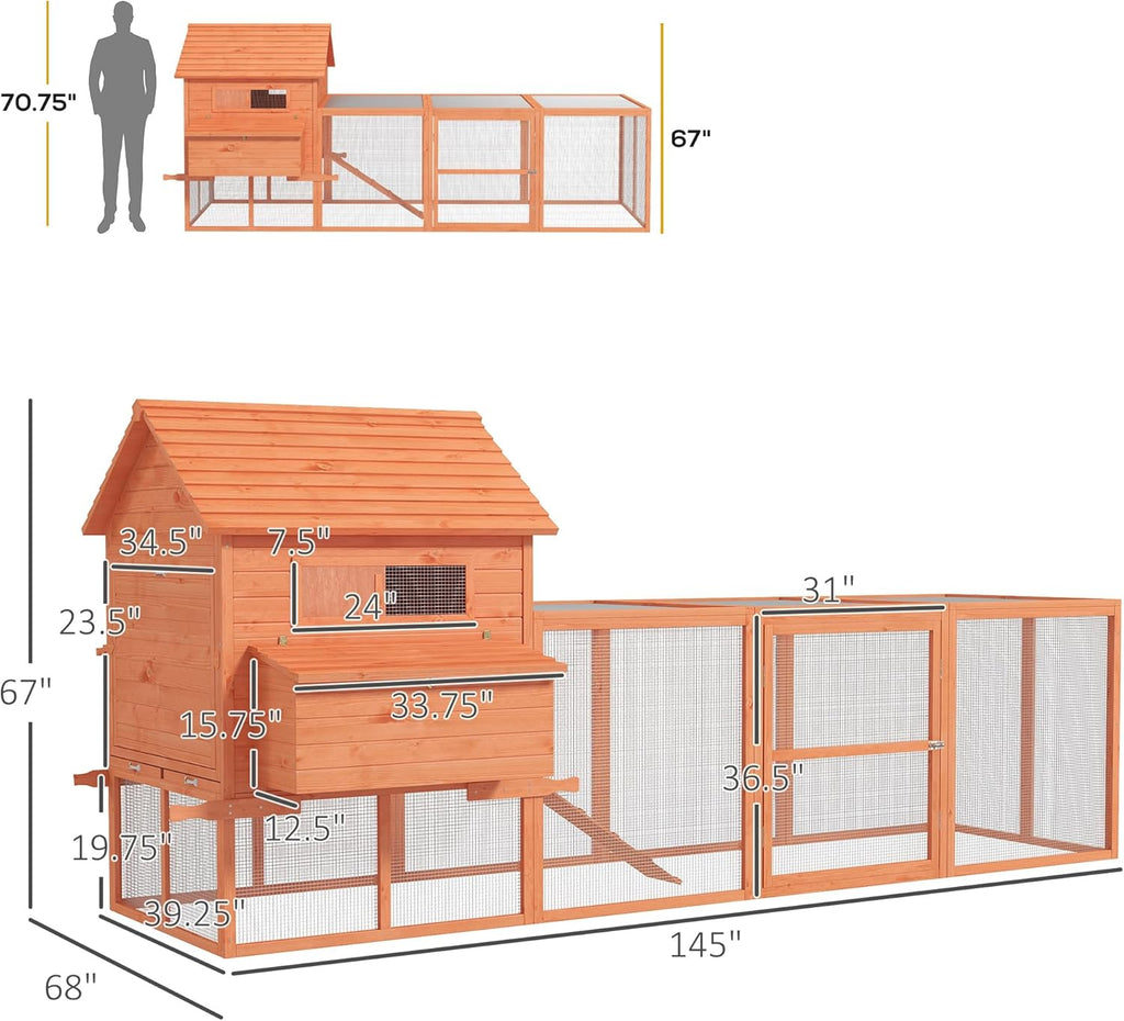 Large Wooden Chicken Coop with Run G93390