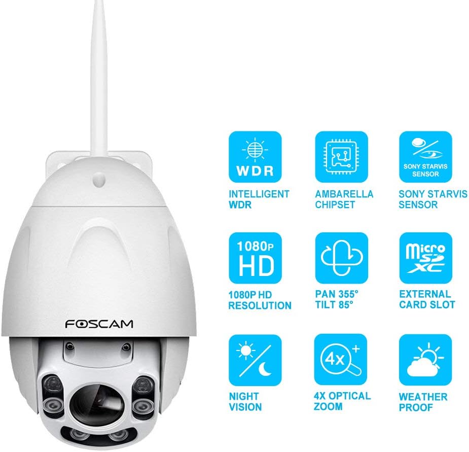 White Outdoor PTZ 4x Optical Zoom HD 1080P WiFi Security Camera I31731