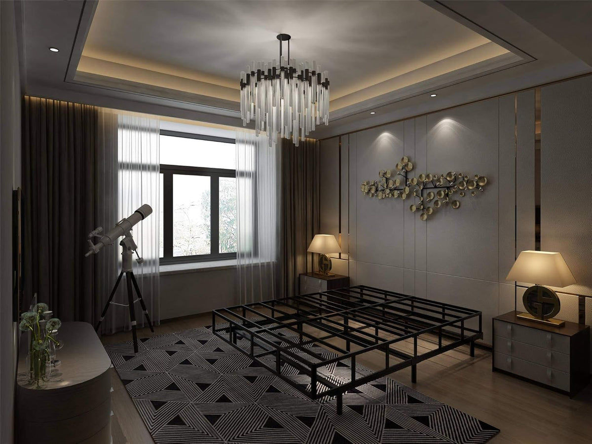 Adjustable Metal Bed Frame with 9-Leg Support X6206