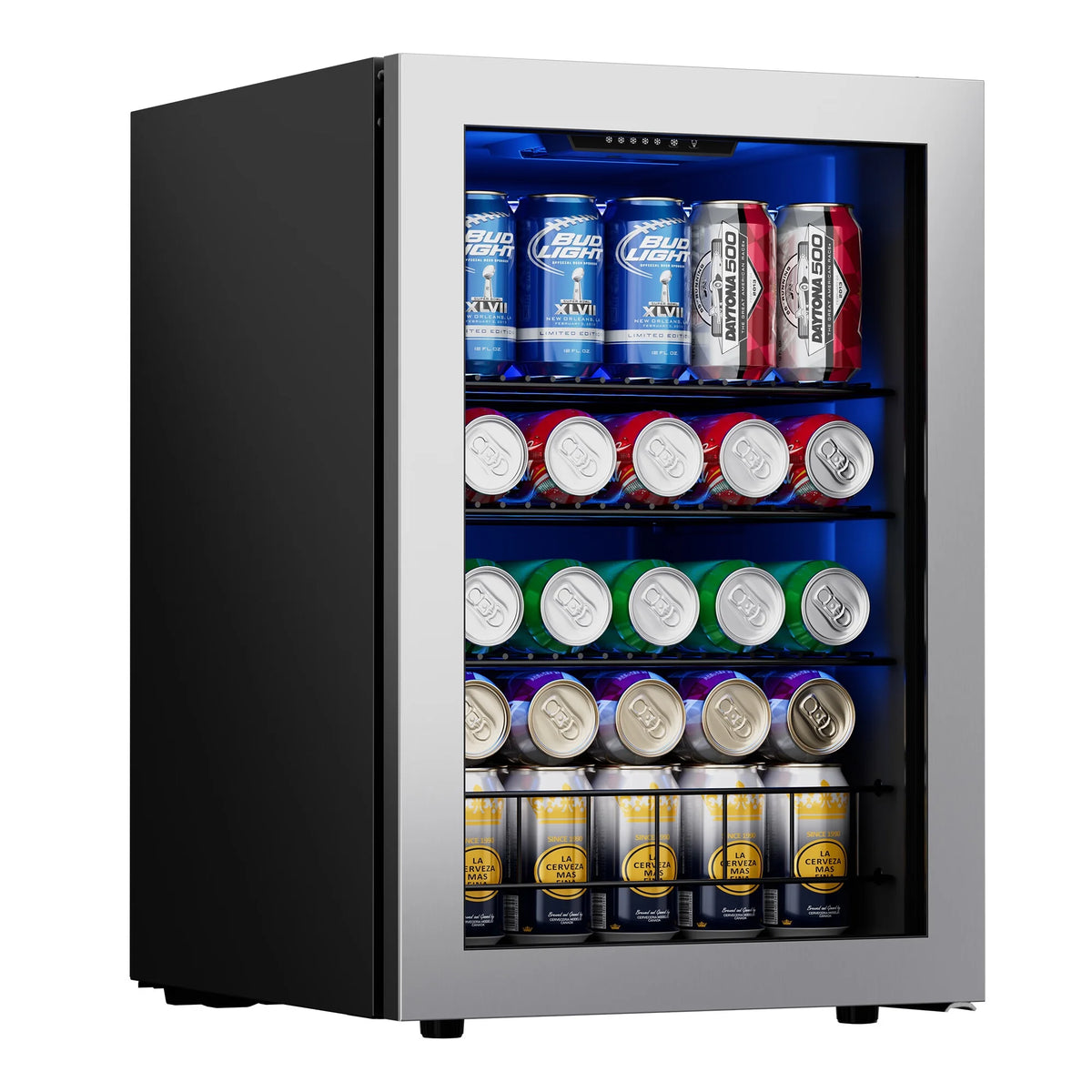 Freestanding Beverage Refrigerator Cooler, 77 Can Glass Door U16051