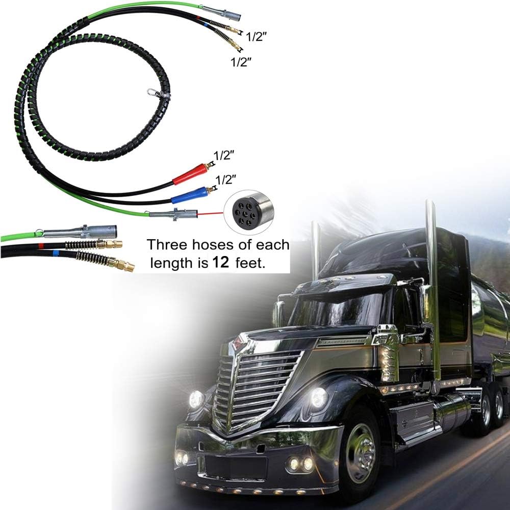 12 Ft 3-in-One Rubber Wrap Set Air Hose Electrical Cable Wrap Z67040