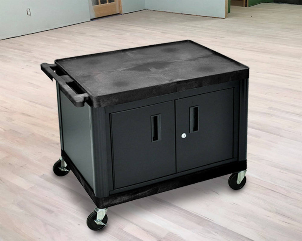 27x22H A-V Cart with Two Large Shelves and Cabinet Z2137