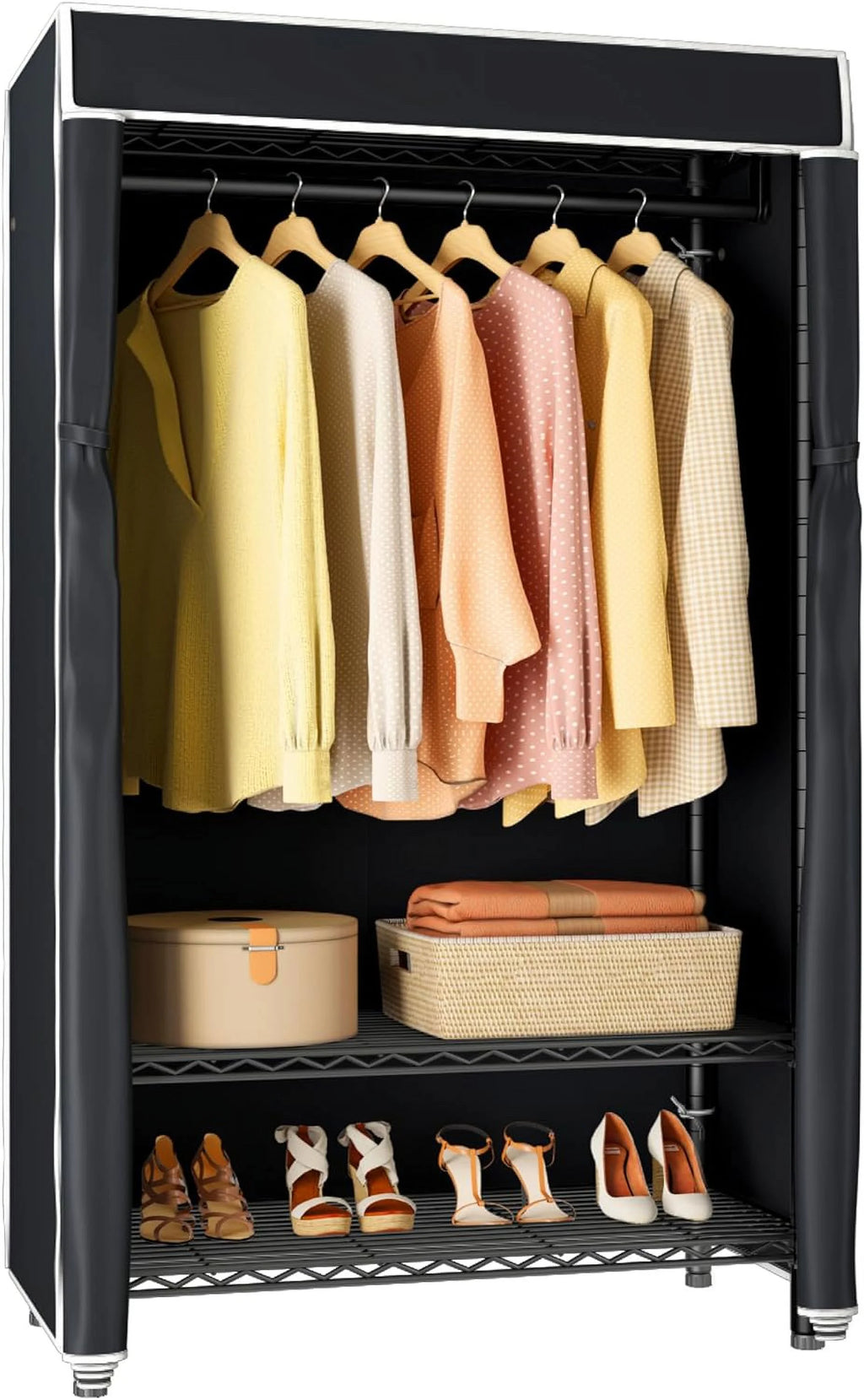 3 Tiers Heavy Duty Garment Rack with Grey Oxford Fabric Cover L48824