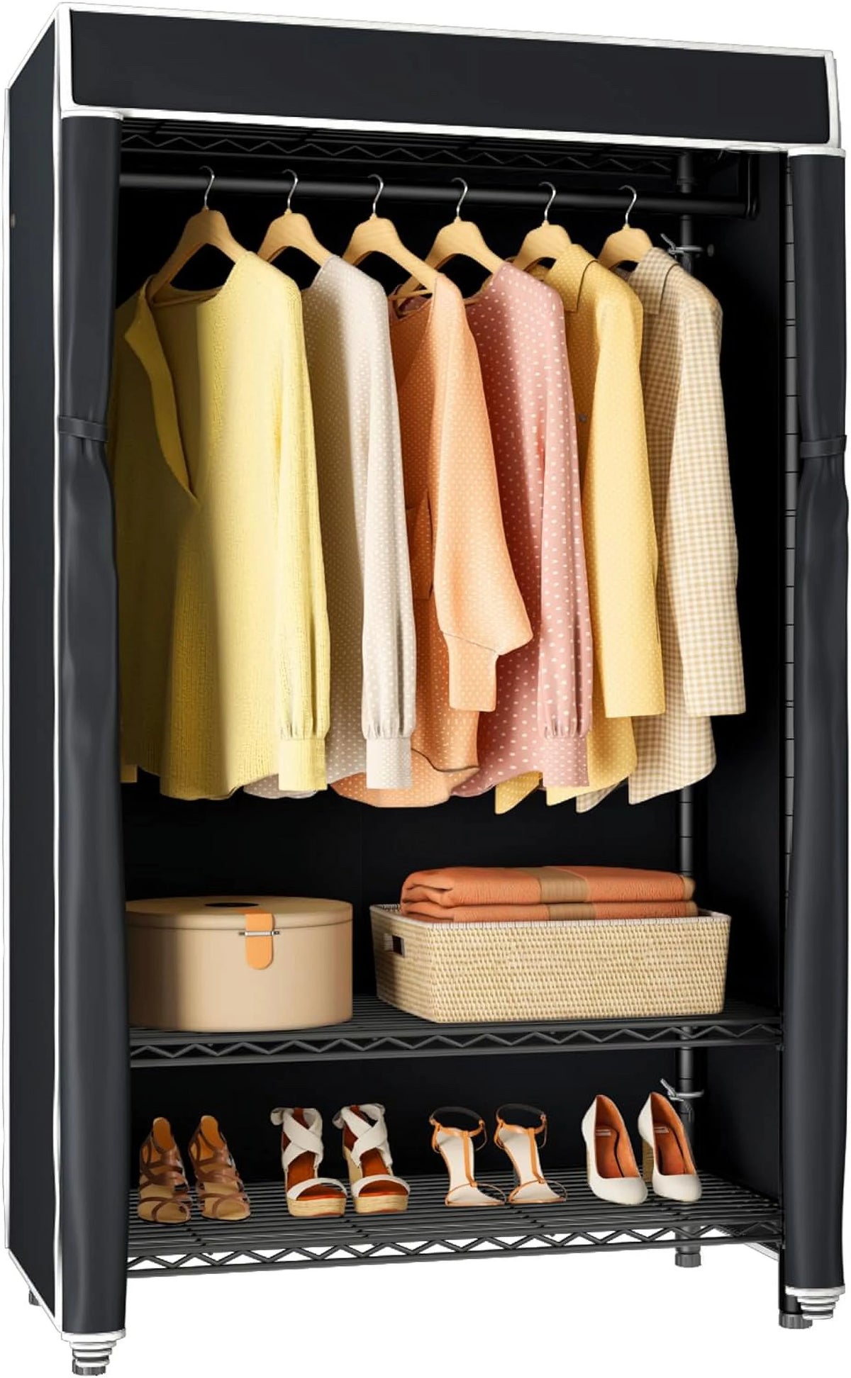 3 Tiers Heavy Duty Garment Rack with Grey Oxford Fabric Cover L48824