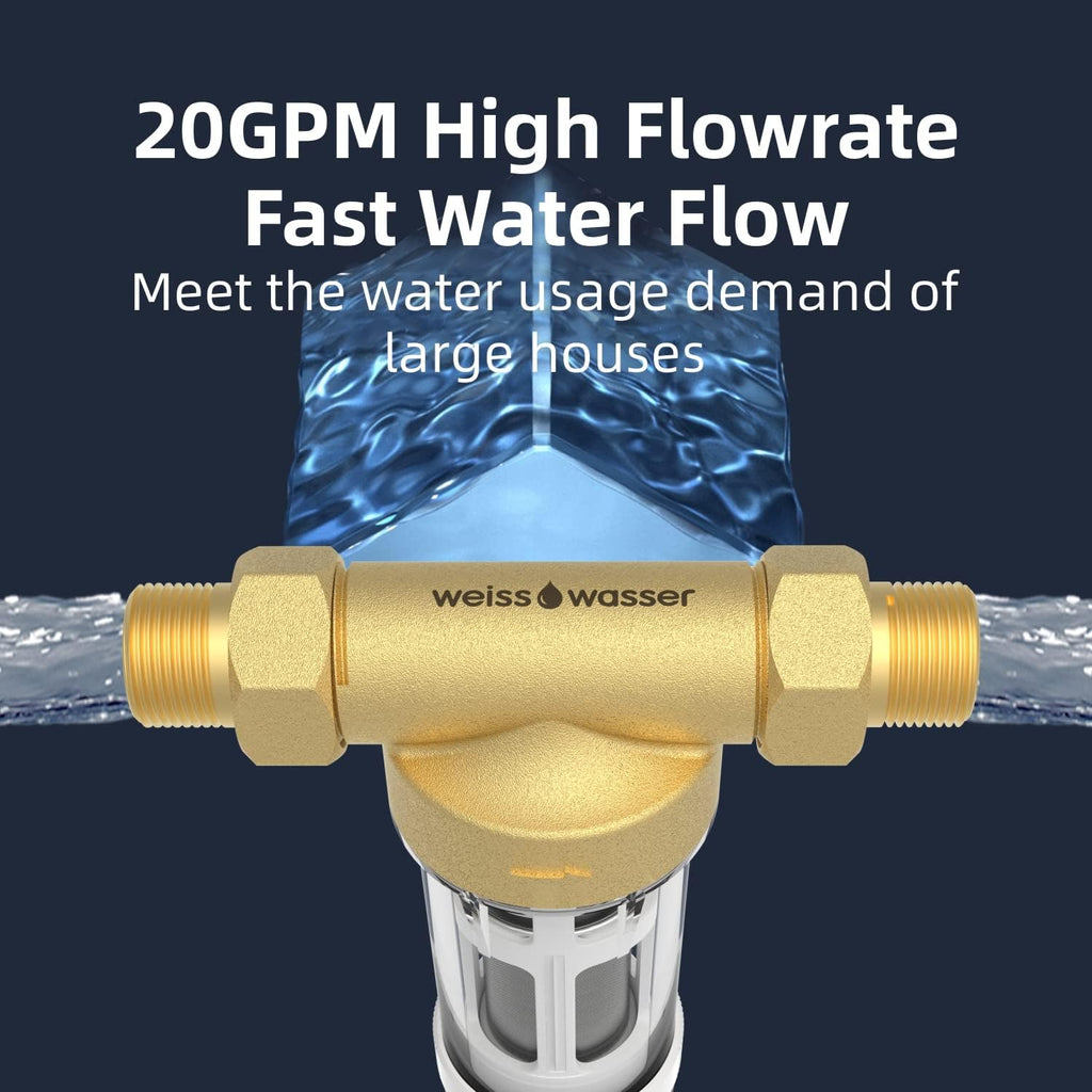 40-Micron Reusable Whole House Sediment Water Filter, Lead-Free Brass, Pack of 2 Q85209