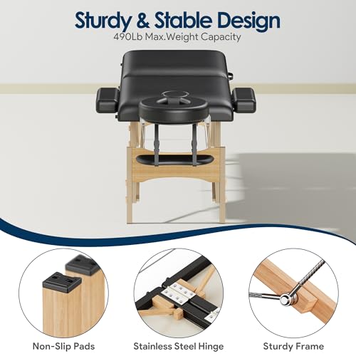 Portable Wooden 2-Fold Massage Table D572