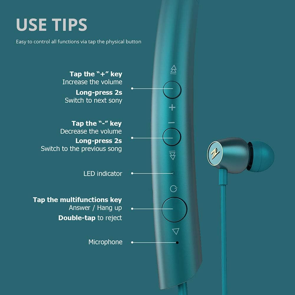 Wireless Bluetooth Headphones Neckbands with Magnetic Earbuds, Green, Pack of 2 G408394