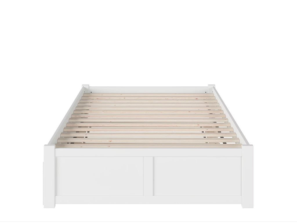 White Full Platform Bed with Trundle C18219