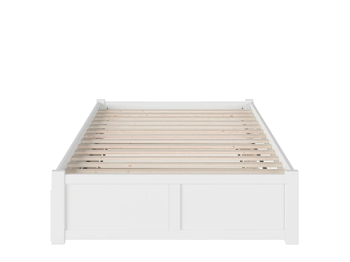 White Full Platform Bed with Trundle C18219