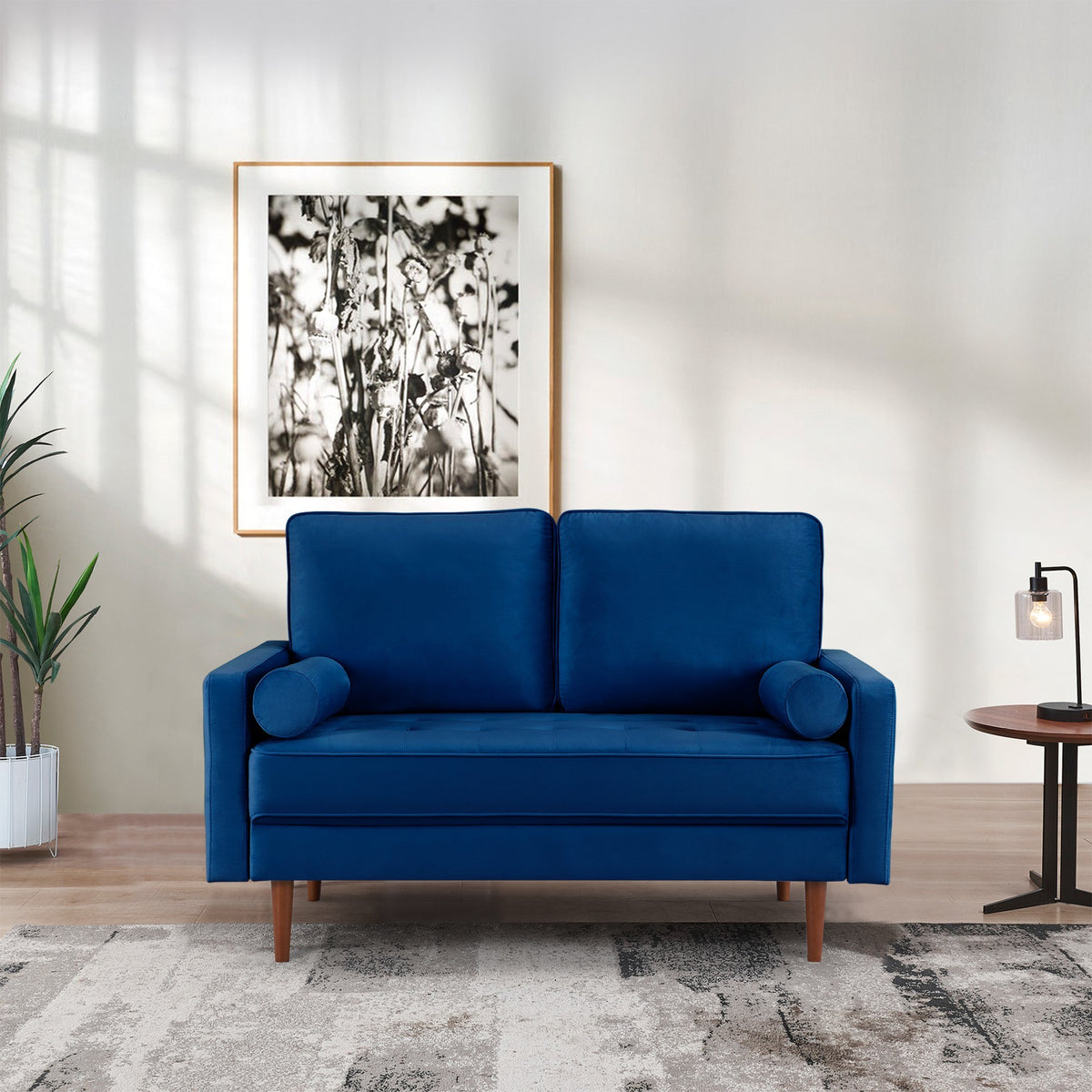 Blue Velvet Tufted Sofa Couch Q80741