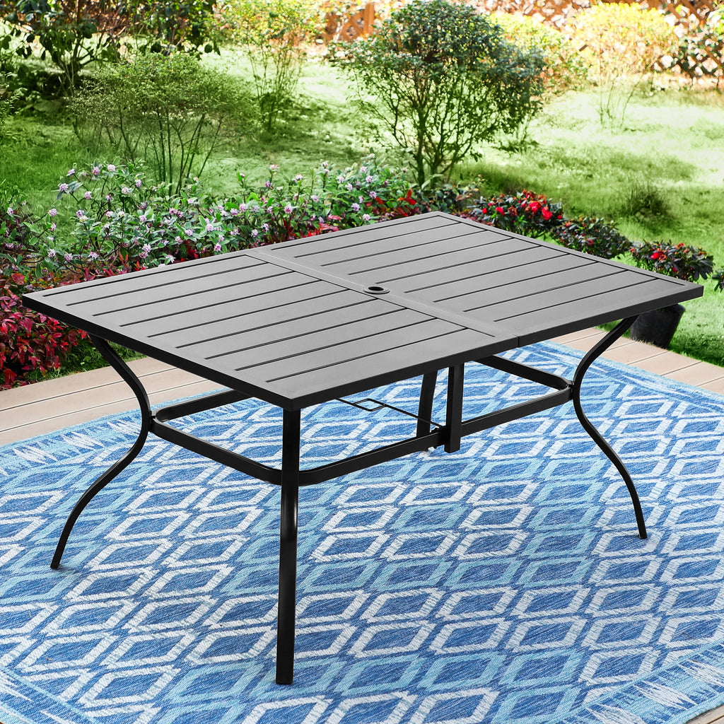 7-Piece Outdoor Patio Dining Set with 6 Rocking Chairs and 1 Metal Table V480423